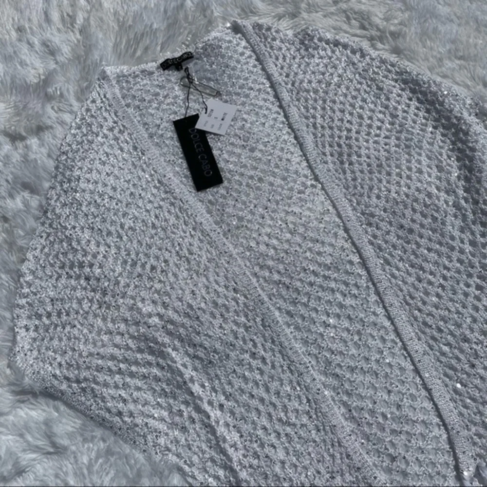 DOLCE CABO White Crochet Tassel Cardigan Small - Picture 9 of 9